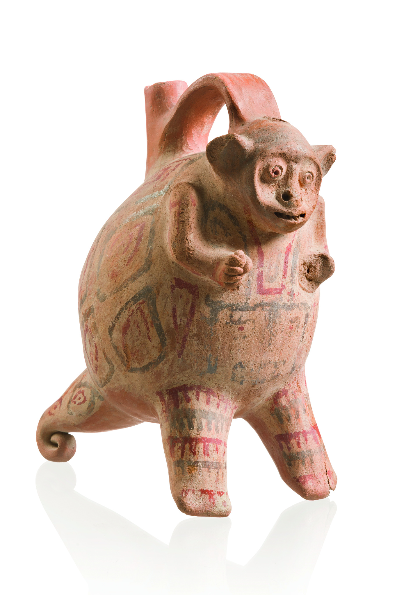 Vase figuratif en forme de singe, Peru, Ancon/Lima, Taille: H: 26 cm (H: 10.2 inch), ID: 3033198