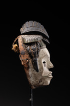 Anthropomorphe Gesichtsmaske, Nigeria, Igbo, Größe: H: 24 cm (H: 9.4 inch), ID: 3052210 - 3/7