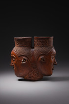 Double headed palm wine cup, D. R. Congo, Kuba, Size: H: 14 cm B: 15 cm (H: 5.5 inch B: 5.9 inch), ID: 3051049 - 2/7