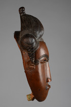 Anthropomorphe Gesichtsmaske "kpan", Côte d'Ivoire, Baule, Größe: H: 29 cm (H: 11.4 inch), ID: 3052197 - 3/4