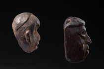 Two small heads, India, Naga, Size: H: 7 cm & 8 cm (H: 2.8 inch & 3.1 inch), ID: 3052224 - 3/4
