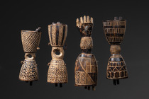 Four rare miniature bells "kunda", late 19th / early 20th century, D. R. Congo, Bakongo, Size: H: 9 cm - 12,5 cm (H: 3.5 inch - 4.9 inch), ID: 3052229 - 2/7