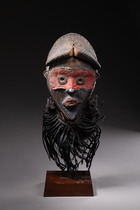 Anthropomorphic face mask with horns, Côte d'Ivoire, Dan, Size: H: 25 cm (H: 9.8 inch), ID: 3052158 - 3/5