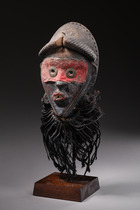 Anthropomorphic face mask with horns, Côte d'Ivoire, Dan, Size: H: 25 cm (H: 9.8 inch), ID: 3052158 - 4/5