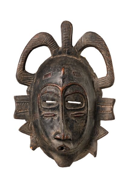 Anthropomorphic face mask "kpélié" ("kpeli yehe"), Côte d'Ivoire, Senufo, Size: H: 27,5 cm (H: 10.8 inch), ID: 3052432