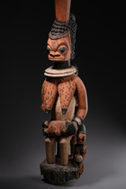 Two "opo ile" veranda posts, each shaped as a Maternité, Nigeria, Yoruba, Ekiti, ID: 3052611 - 8/10