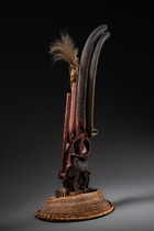 Coiffe de danse "chiwara" / "tjiwara" / "ci-wara", avant 1918, Mali, Bamana, Taille: H: 44 cm 48 cm (with basketry cap) (H: 17.3 inch 18.9 inch (with basketry cap)), ID: 3052802 - 3/6