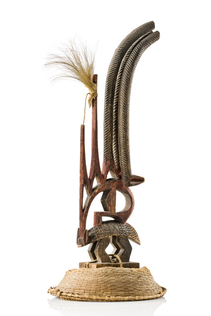 Dance crest “chiwara” / “tjiwara” / “ci-wara”, before 1918, Mali, Bamana, Size: H: 44 cm 48 cm (with basketry cap) (H: 17.3 inch 18.9 inch (with basketry cap)), ID: 3052802