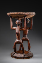 Caryatid stool with female figures, Malawi, Nyanja, Size: H: 50 cm D: 31 cm (H: 19.7 inch D: 12.2 inch), ID: 3052803 - 4/7