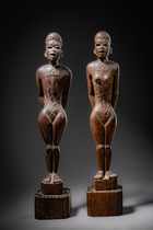 Paire de figures, env. 1920/30, Mozambique, Makondé, Taille: H: 42,5 cm (H: 16.7 inch), ID: 3052765 - 6/6