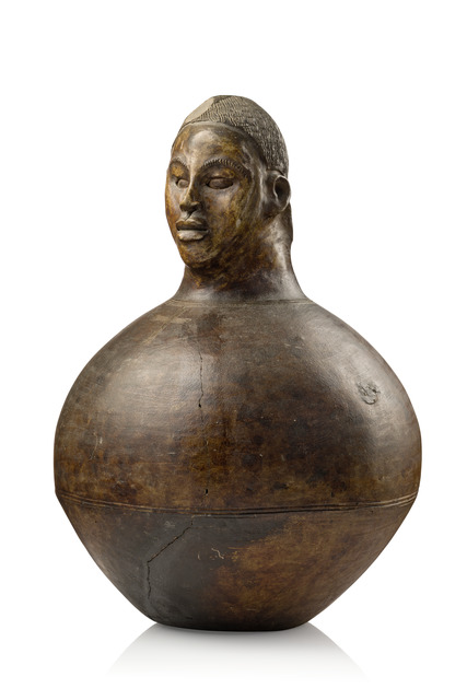 Human-headed vessel, D. R. Congo, Bakongo / Woyo, Voania of Muba (†1928), Size: H: 38 cm D: 26 cm (H: 15.0 inch D: 10.2 inch), ID: 3052770