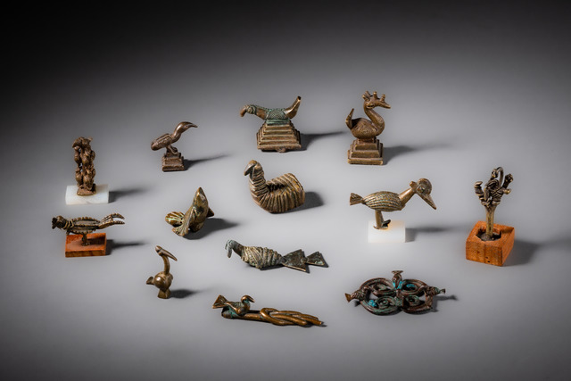 Thirteen gold weights with bird motif, Ghana, Akan, ID: 3052847