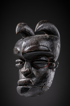 Anthropomorphic face mask "idiok ekpo", Nigeria, Ibibio, Ebesikbo Clan, Nyong of Ikot Obio Odongo, Size: H: 29 cm (H: 11.4 inch), ID: 3052856 - 2/4