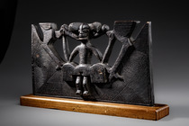 Figurally and ornamentally decorated panel, Angola, Chokwe, Size: L: 32,6 cm (L: 12.8 inch), ID: 3052854 - 3/6