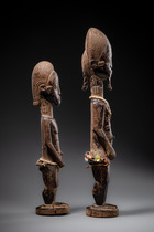 Paire de figures "asie usu", Côte d'Ivoire, Baoulé, Taille: H: 36,5 cm / 30 cm (H: 14.4 inch / 11.8 inch), ID: 3052889 - 3/8