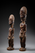 Paire de figures "asie usu", Côte d'Ivoire, Baoulé, Taille: H: 36,5 cm / 30 cm (H: 14.4 inch / 11.8 inch), ID: 3052889 - 6/8