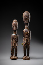 Paire de figures "asie usu", Côte d'Ivoire, Baoulé, Taille: H: 36,5 cm / 30 cm (H: 14.4 inch / 11.8 inch), ID: 3052889 - 7/8