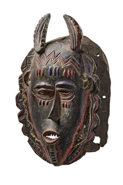 Anthropo-zoomorphic mask "djela", Côte d'Ivoire, Guro, Size: H: 36,5 cm (H: 14.4 inch), ID: 3052896