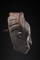 Portrait mask "ndoma" of the "mblo" group, Côte d'Ivoire, Baule, Size: H: 28,5 cm (H: 11.2 inch), ID: 3052903 - 3/5