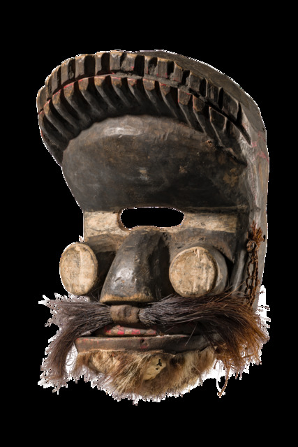 Anthropo-zoomorphe Gesichtsmaske, Côte d'Ivoire, Ngere, Größe: H: 26,5 cm (H: 10.4 inch), ID: 3053300