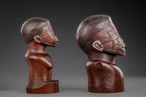 Buste féminin et buste masculin d'excellente qualité, Mozambique, Makondé, Taille: H: 22 cm 22,5 cm (H: 8.7 inch 8.9 inch), ID: 3053695 - 3/6