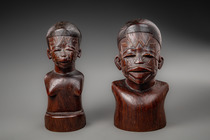 Buste féminin et buste masculin d'excellente qualité, Mozambique, Makondé, Taille: H: 22 cm 22,5 cm (H: 8.7 inch 8.9 inch), ID: 3053695 - 5/6
