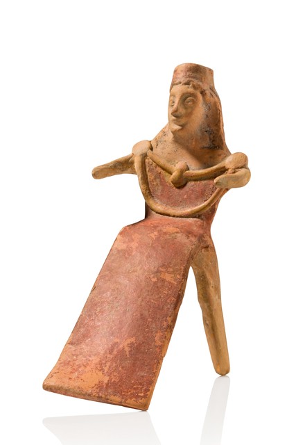 Déesse trônante, style grec archaïque, vers 650 - 500 av. J.-C., Europe antique, Grèce centrale, Béotie, Taille: H: 11,5 cm (H: 4.5 inch), ID: 3051429