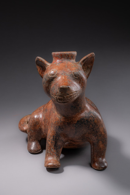 Vessel in the shape of a dog, Protoclassic, ca. 100 BC to AD 250, Western Mexico, Colima, Size: H: 23,5 cm (H: 9.3 inch), ID: 3052320