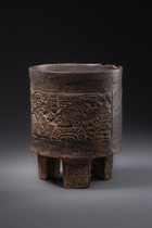 Récipient tripodique cylindrique, Période classique, env. 550 - 850 apr. J.-C., Guatemala, Côte Pacifique, région d'Escuintla, Tiquisate, Maya, style Teotihuacán, Taille: H: 15,8 cm D: 12 cm (H: 6.2 inch D: 4.7 inch), ID: 3052321 - 2/7