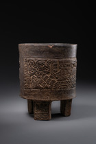 Récipient tripodique cylindrique, Période classique, env. 550 - 850 apr. J.-C., Guatemala, Côte Pacifique, région d'Escuintla, Tiquisate, Maya, style Teotihuacán, Taille: H: 15,8 cm D: 12 cm (H: 6.2 inch D: 4.7 inch), ID: 3052321 - 4/7