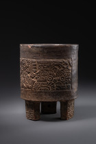 Récipient tripodique cylindrique, Période classique, env. 550 - 850 apr. J.-C., Guatemala, Côte Pacifique, région d'Escuintla, Tiquisate, Maya, style Teotihuacán, Taille: H: 15,8 cm D: 12 cm (H: 6.2 inch D: 4.7 inch), ID: 3052321 - 5/7