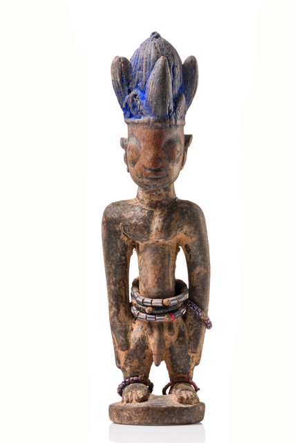 Male twin figure "ere ibeji", Nigeria, Yoruba, Oyo, Shaki, Size: H: 26,5 cm (H: 10.4 inch), ID: 3050923