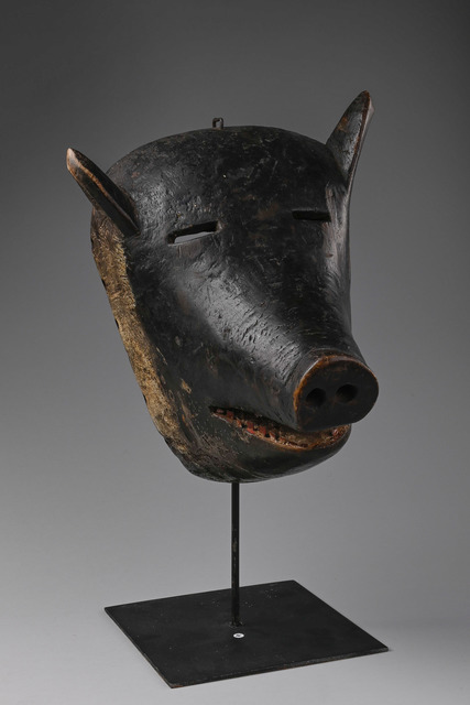 Pig mask, Angola / Zambia, Chokwe, Size: H: 26,5 cm T: 24 cm (H: 10.4 inch T: 9.4 inch), ID: 3050915