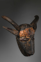 Zoomorphic face mask, Nigeria, Ibibio, Size: H: 26 cm 35 cm (with horns) (H: 10.2 inch 13.8 inch (with horns)), ID: 3050911 - 2/4