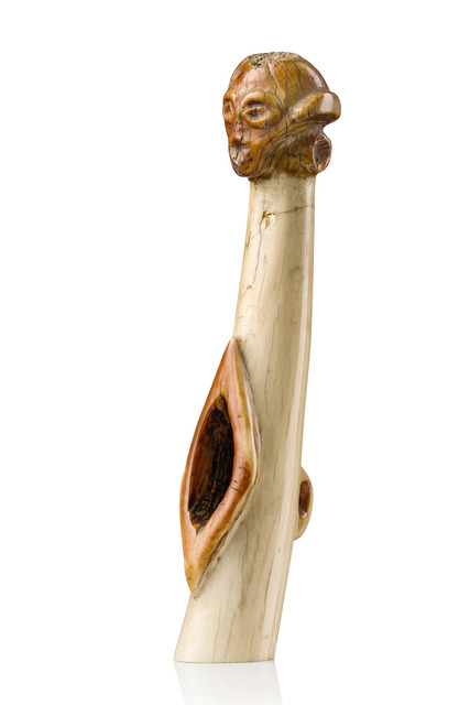 Fragment of a transverse horn or trumpet (“olifant”), D. R. Congo, Songye-Tetela, Size: H: 21 cm (H: 8.3 inch), ID: 3050959