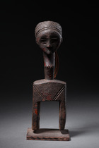 Anthropomorpher Webrollenhalter, Côte d'Ivoire, Baule, Größe: H: 20,5 cm (H: 8.1 inch), ID: 3052105 - 4/4