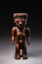 Standing female figure, D. R. Congo, Chokwe, Size: H: 31 cm (H: 12.2 inch), ID: 3052066 - 2/6