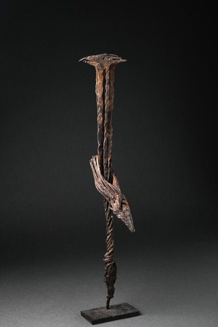 Iron money "guinzé", "quinzé", "kilindi", "gbinsin", "gbenzé", Sierra Leone, Guinea, Liberia, Toma, Kissi, Taille: H: 44 cm, ID: 3051664