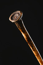 Lime container with bone spatula, Papua New Guinea - Upper Sepik, Size: L: 48 cm 26 cm (spatula) (L: 18.9 inch 10.2 inch (spatula)), ID: 3051651 - 3/4