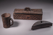 Two lidded containers and drinking cup, D. R. Congo, Kuba, ID: 3051715 - 4/5