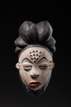 Schöne weibliche Gesichtsmaske "okuyi" oder "mukuyi", Gabun, Punu, Größe: H: 28,5 cm (H: 11.2 inch), ID: 3052075 - 2/5