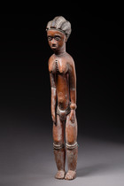Stehende weibliche Figur, Côte d'Ivoire, Baule, Größe: H: 44 cm (H: 17.3 inch), ID: 3052081 - 2/5