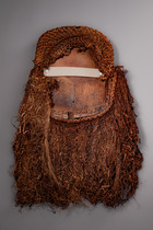 Rare rectangular flattened face mask, D. R. Congo, Eastern Pende, Size: H: 35 cm 65 cm (with beard) (H: 13.8 inch 25.6 inch (with beard)), ID: 3052054 - 4/4