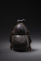 Lidded container for gunpowder, D. R. Congo, Size: H: 11,3 cm (H: 4.4 inch), ID: 3052051 - 2/6