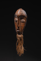 Anthropomorphe Maske "lukwakongo", D. R. Kongo, Lega, Größe: H: 14,4 cm 25,5 cm (with beard) (H: 5.7 inch 10.0 inch (with beard)), ID: 3052048 - 2/4