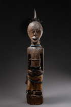 Anthropomorphic power figure "nkishi" (pl. "mankishi"), D. R. Congo, Songye, Size: H: 87,5 cm 100 cm (with horn) (H: 34.4 inch 39.4 inch (with horn)), ID: 3052055 - 2/6