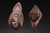 Zwei Stülpmasken "baba", Papua-Neuguinea - Maprik, Größe: H: 39 cm & 43 cm (H: 15.4 inch & 16.9 inch), ID: 3052300 - 2/4