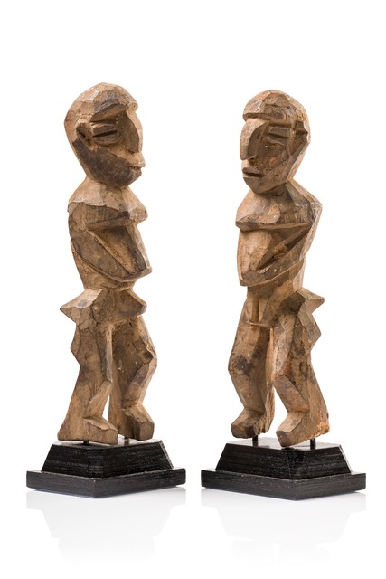 Pair of figures "bateba phuwe", Burkina Faso, Lobi, Size: H: 17,5 cm & 18,5 cm (H: 6.9 inch & 7.3 inch), ID: 3052249
