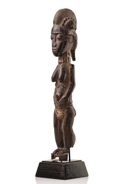 Figure féminine debout "blolo bla", Côte d'Ivoire, Baoulé, Taille: H: 38,5 cm (H: 15.2 inch), ID: 3052239