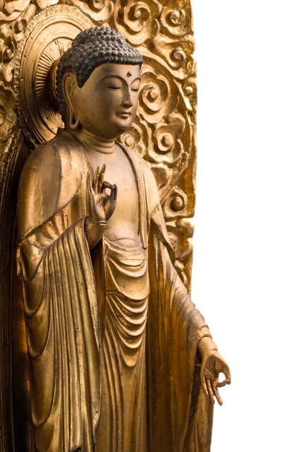 Buddha Amida, époque Edo (1603-1868), Japon, Taille: H: 39,3 cm (figure) 77 cm (overall hight) (H: 15.5 inch (figure) 30.3 inch (overall hight)), ID: 3052296